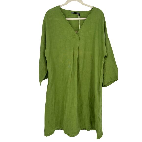 Gudrun Sjoden NWT Jasmine Linen Midi Dress Long Sleeve Pockets Relaxed Casual M - Picture 1 of 11